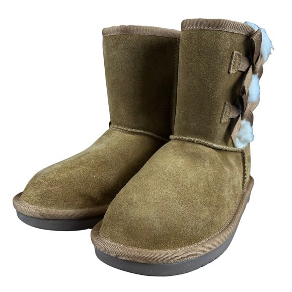 Koolaburra by UGG Girl's Victoria Short Chestnut Brown Suede Bow Boots Size 13 - Picture 6 of 8